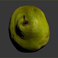 Yellow Ripe Fresh Juicy Pear on Dark Background with Shiny Surface