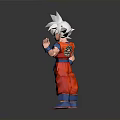 Anime Character With White Spiky Hair Red Outfit Blue Cuffs And Shoes Waving Hand