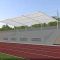 Modern White Tensile Sun Shade Canopy Designed For Outdoor Sports Stadium Grandstand Seating Area