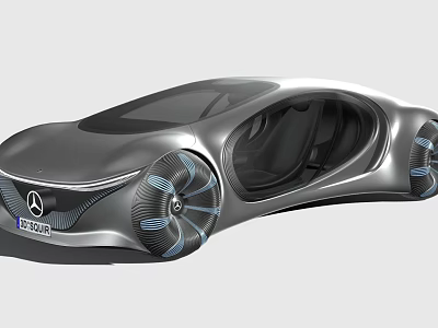 Mercedes Futuristic Concept Car With Sleek Body Unique Wheels And Transparent Windows 3d model
