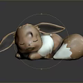 Pokémon Eevee Plush Figure Sleeping with Big Ears White Belly and White Tail Tip 3d model