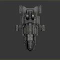 Detailed Sci Fi Spaceship Model With Metallic Texture Modular Structure Weapon Systems And Bottom Glow