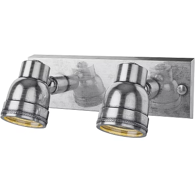 Modern Double Head Wall Sconce With Brushed Silver Finish And Round Glass Shades 3d model