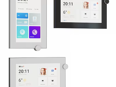 Smart Digital Display Showing Time Temperature App Icons User Profile Photo With Gray Black Frames 3d model