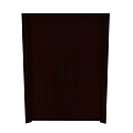 Dark Brown Wooden Double Doors With Paneled Design And Metal Handles