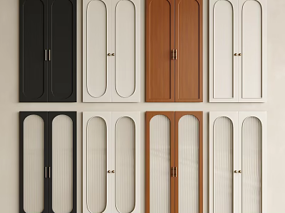 Modern Wardrobe Doors in Various Colors with Glass and Wooden Panel Designs 3d model