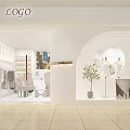 Modern Minimalist Clothing Store Interior With Round Mirror Mannequins Hanging Clothes And White Sofa