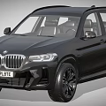 Black BMW SUV Modern Design Front View With Black Wheels And UK License Plate
