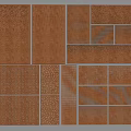 Brown Metal Background Wall With Perforated Textures And Various Patterns 3d model