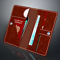 Brown Leather Wallet Organizer with Credit Cards ID Card and Pen