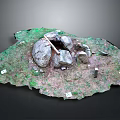 Lush Green Vegetation on Terrain Model Featuring Rocks Cave Structure and Markers 3d model