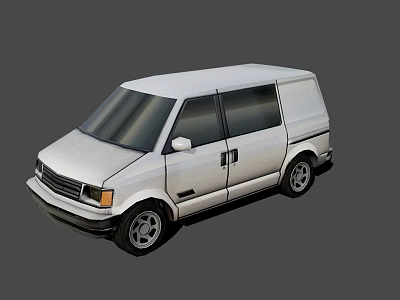 White Classic Boxy Van Exterior With Side Windows And Black Wheels 3d model