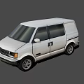 White Classic Boxy Van Exterior With Side Windows And Black Wheels 3d model