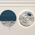 Modern Circular Wall Decor with Blue Silver Leaf and Lighted Concentric Patterns 3d model