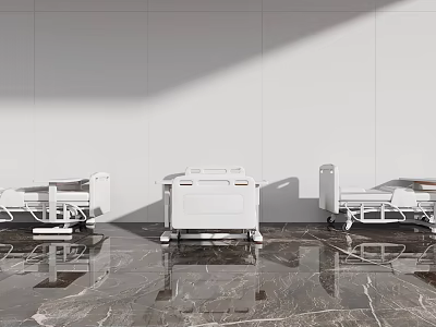 Medical Equipment Including Hospital Beds And Carts In Modern Clinical Setting 3d model