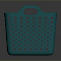 Green Plastic Storage Basket With Holes And Handle For Home Organization