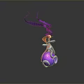Purple And Blue Magic Bottle With Smoking Effect And Shiny Reflective Surface
