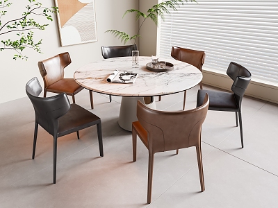 Modern Dining Table and Chair Round Dining Table model