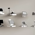 Different Types Of Modern Cash Register Devices With Screens And Scanners