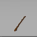 Red Long Textured Surface Staff Weapon With Dark Background Reflective Effect