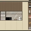 Modern Wine Cabinet With Glass Doors Interior Lighting Wine Bottles Storage And Kitchen Appliances