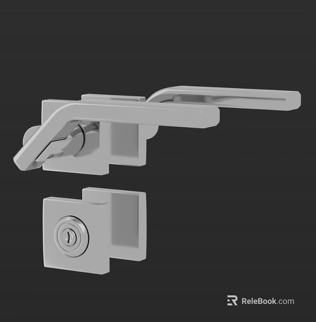 Modern Door Handle With Lock Mechanism For Home Interior Security Sleek Metal Construction Design 3d model 