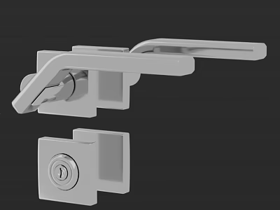 Modern Door Handle With Lock Mechanism For Home Interior Security Sleek Metal Construction Design 3d model