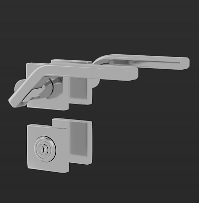 Modern Door Handle With Lock Mechanism For Home Interior Security Sleek Metal Construction Design 3d model
