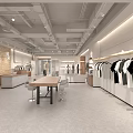 Modern Clothing Store Interior With Open Space Clothing Racks Mannequins And Cashier Counter