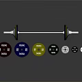 Fitness Barbell Equipment With Colored Weight Plates And Various Weights For Training