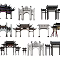 Traditional Chinese Archways Various Classical Architectural Designs With Ornate Roofs And Carvings