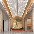 Hotel lobby sales reception new Chinese reception hall 3d model