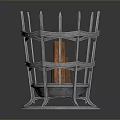Indoor Plant In Decorative Metal Cage With Spiked Top And Orange Stems