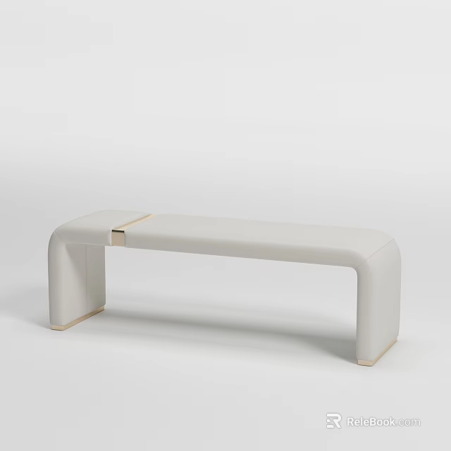 Modern White Bed Bench With Curved Legs And Metal Accent Upholstered Design 3d model 