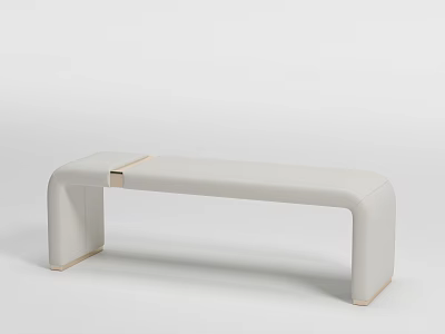 Modern White Bed Bench With Curved Legs And Metal Accent Upholstered Design 3d model