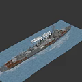 Vintage Gray Warship With Two Smokestacks Emitting Smoke Sailing On Ocean Waters