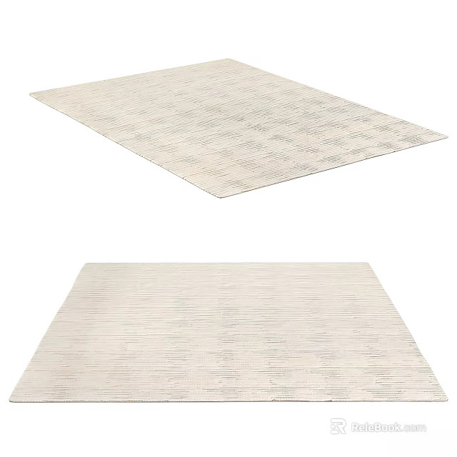 Light Colored Textured Square Rug For Modern Living Room And Bedroom Decor 3d model 