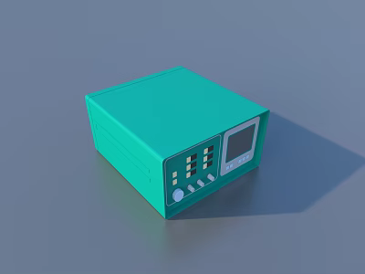 Green Square Medical Device with Display Screen and Control Buttons 3d model