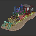 Vintage Steam Train Model With Number 2011 On Wooden Track And Sandy Base