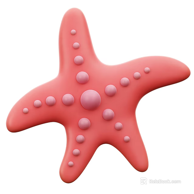 Vibrant Pink Starfish With Round Dots Marine Aquatic Animal 3d model 