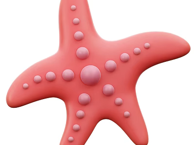 Vibrant Pink Starfish With Round Dots Marine Aquatic Animal 3d model