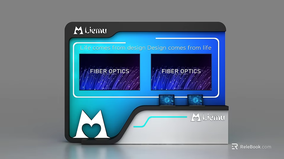 Modern Display Showcase for Mienna with Fiber Optics Screens and Creative Design Elements 3d model