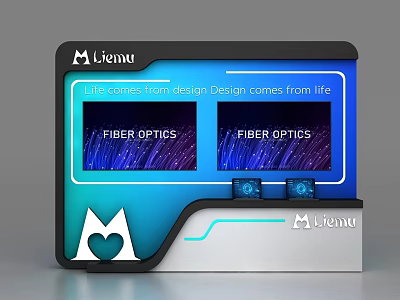 Modern Display Showcase for Mienna with Fiber Optics Screens and Creative Design Elements 3d model
