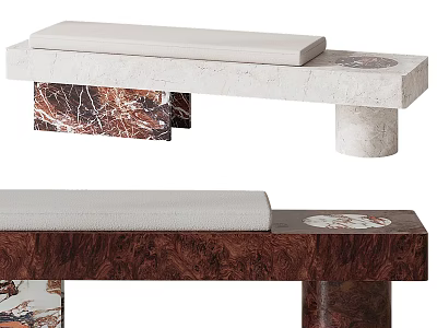 Modern Public Chair With Marble Surface And Wooden Structure Design Details 3d model