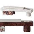 Modern Public Chair With Marble Surface And Wooden Structure Design Details