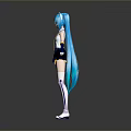 Vibrant Anime Character With Blue Long Twin Ponytails Sailor Uniform White Top And Blue Skirt