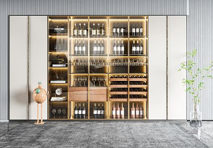 Light Luxury Wine Cabinet 3d model