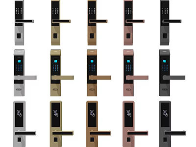 Smart Digital Door Locks In Various Colors With Electronic Keypad And Handles 3d model