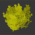 Green Decorative Plant With Lush Yellow Green Leaves And Branch Support Structure