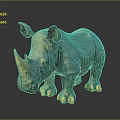 Realistic 3D Rhinoceros Model With Detailed Horn And Textured Skin Features